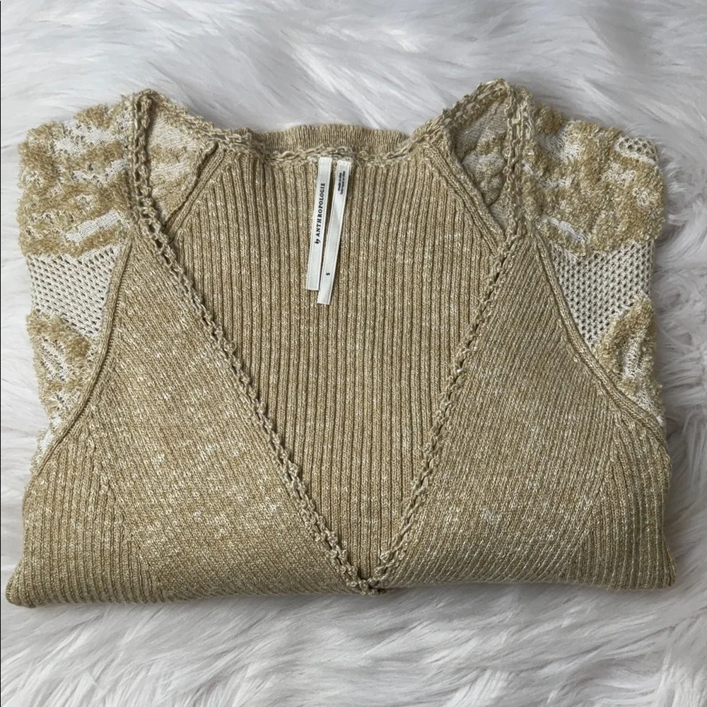 Anthropologie Beige and Cream Lace Knit Sweater - Picture 15 of 15